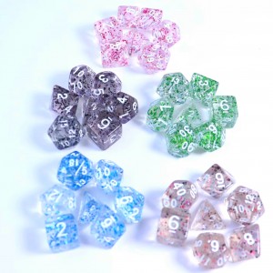 Factory hot sale transparent flash point flash color acrylic dice manufacturer price high quality polyhedral DND custom design dice
