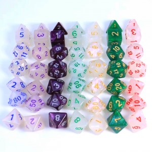 wholesale dice monochrome chameleon custom design polyhedral dice set dungeon and dragon game dice