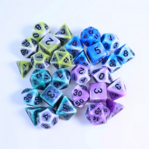 Professional custom attractive high quality dice set colorful board game retro two-color acrylic DND RPG dice