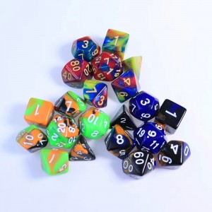 2023 popular custom Dnd & Rpg game tri-color solid color acrylic dice factory direct sales popular Rpg dice Dnd dice polyhedral dice