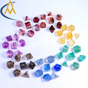 ATQ China Manufacturer Hot sell Acrylic Dnd dice Custom Dnd game dice two-color chameleon glitter plastic dice set
