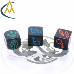 ATQ China Manufacturer Dnd dice New black bottom dice UV printing board game puzzle toys acrylic dice custom polyhedral square dice