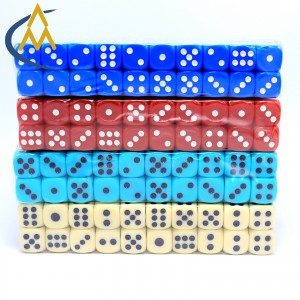 ATQ China Manufacturer Dnd dice Colorful Blue 10mm Acrylic Square Corner Dice Wholesale With Black and white Dots From Chinese Factory