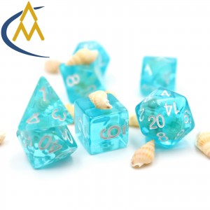 New custom blue dnd mini acrylic casino dice Resin d&d dice polyhedral 6 dice tray