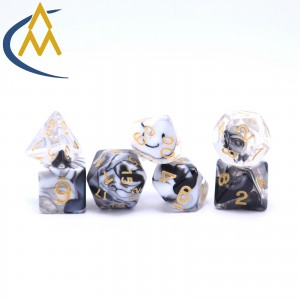 New custom hot sales black and white dnd dice mini Plastic dice polyhedron d6 dice tray