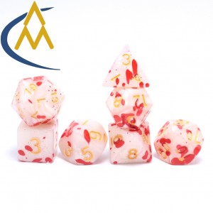 Polyhedral Plastic Gold Word Acrylic Dungeons and Dragons custom logo cheap Dice Set