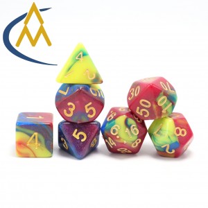 Hot selling custom acrylic Multicolor polyhedron dnd game entertainment dice