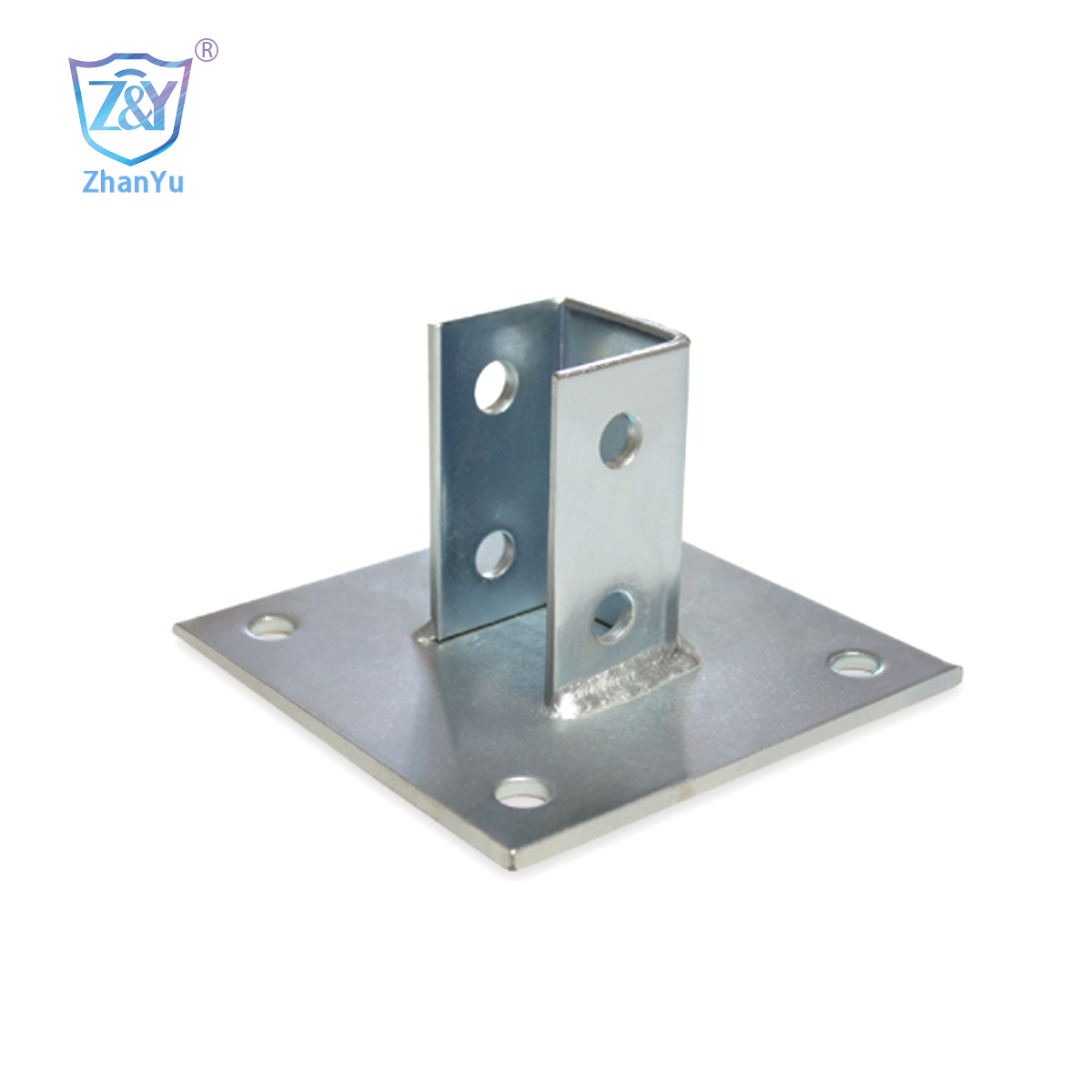 China Wholesale Strut Channel Square Washer Suppliers –  Hot Dip Steel Unistrut Channel Accessories square post base plate – Zhanyu