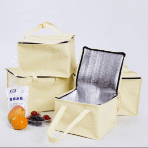Zipper Beige nonwoven ice cream cake insulation cooler bag
