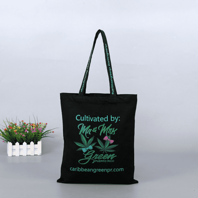 Custom Printed Eco-friendly Black Plain Cotton Canvas Grocery Shopping Tote Bag (1)