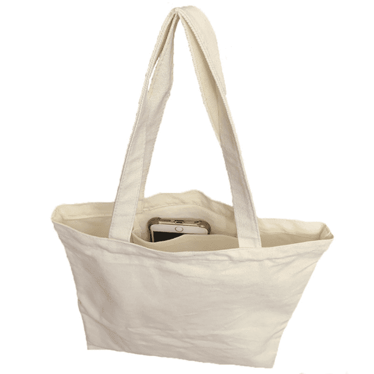 Promotional Custom Logo Printed Organic Calico Cotton Canvas Tote Bag with inner pocket (1)