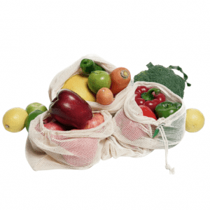 Custom Fruit Vegetables Cotton Mesh Drawstring Bag
