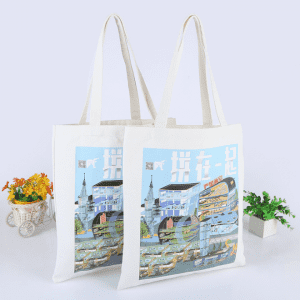 Wholesale custom black tote bag with printing for shopping