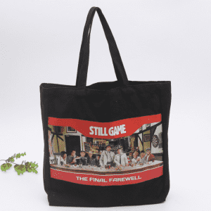 Black Cotton Canvas Cloth Tote Shopping Hand Bag with Logo and Bottom Low MOQ