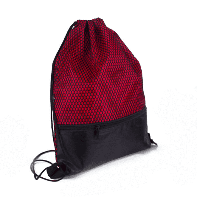 Mesh Polyester Bag mesh zipper bundle pocket Drawstring Backpack Bag 210D polyester bundle pocket customized polyester cloth bag custom logo (5)