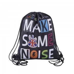 China original factory hot sale custom promotion black polyester drawstring backpack bag