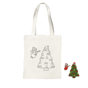 Wholesale Christmas Bolsa de Navidad Diy Painting Canvas Bag Children’s Hand-painted Graffiti Bag Christmas Cotton Canvas Tote Bag Custom Printed