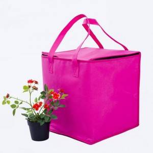 Zipper rose-red nonwoven heat preservation bag non woven Picnic lunch can cooler bag