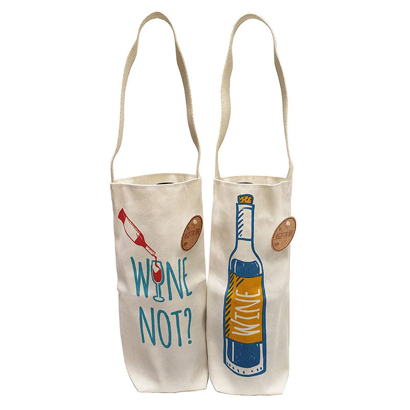 Canvas Cotton Wine Tote Bags Custom Eco Friendly Durable Reusable Plain One Bottle Cotton Canvas Wine Bag Featured Image