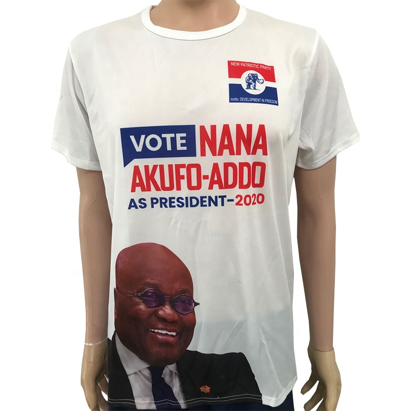 2022 Gana Africa Kenya Philippines Cheap Rayon White T Shirt 100g 110g 120g Polyester Politic Campaign Election T-Shirt Below $1