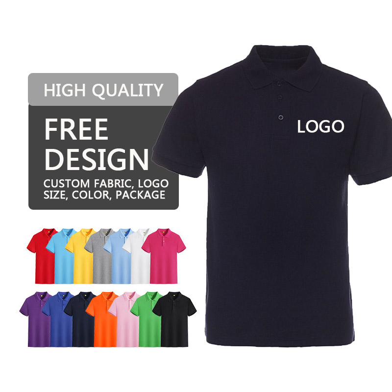 Hot selling unisex short-sleeved polo shirt in black royal blue navy blue purple orange white green  red yellow gray pink color