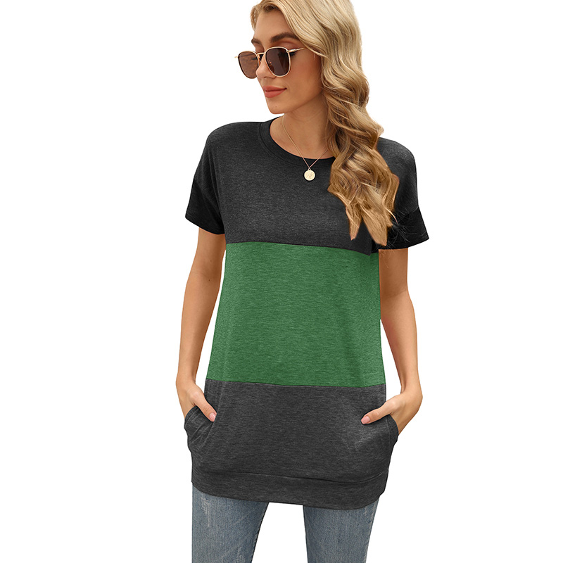 Casual women's short sleeve pocket t-shirts manufacturer wholesale ladies casual long line blank big and tall jersey tee
