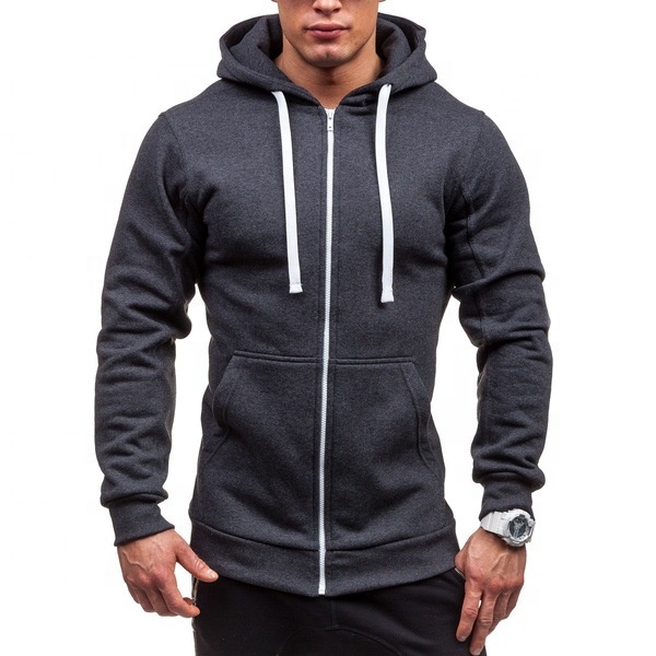 Casual mens hooded jogging sweatshirts slim fit outdoor gym fitness sports wear zipper hoodies in spring autumn