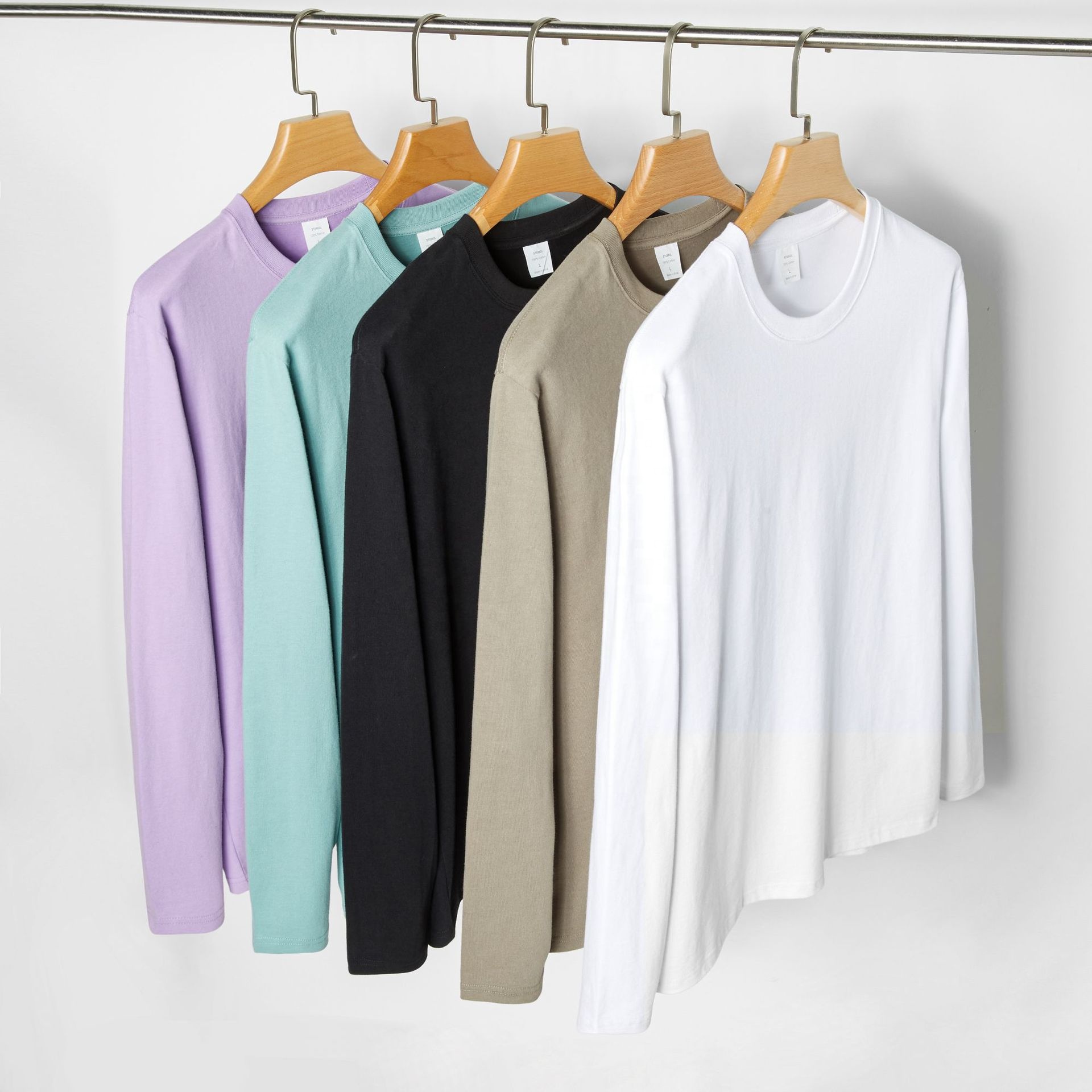 Bulk Sale Men's Long Sleeve T-shirts Thick Cotton 8.2OZ Plain Jersey O Neck Base Shirts Custom Ringspun Combed Viscose Unisex