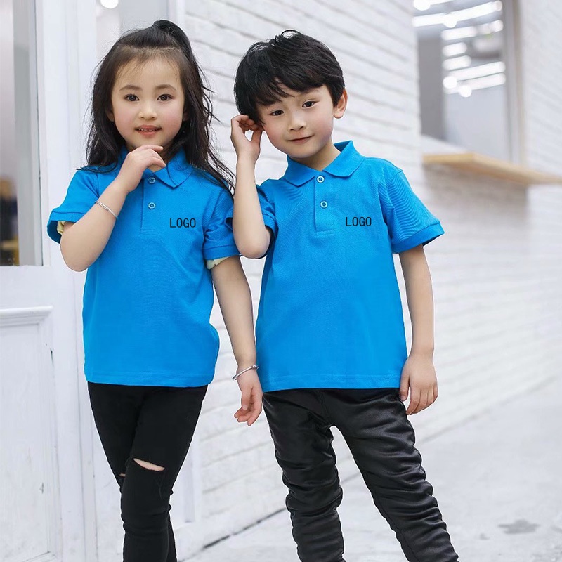 Factory supply short sleeve summer boy's polo t-shirts custom embroidery or printing logo school uniform for children and kids