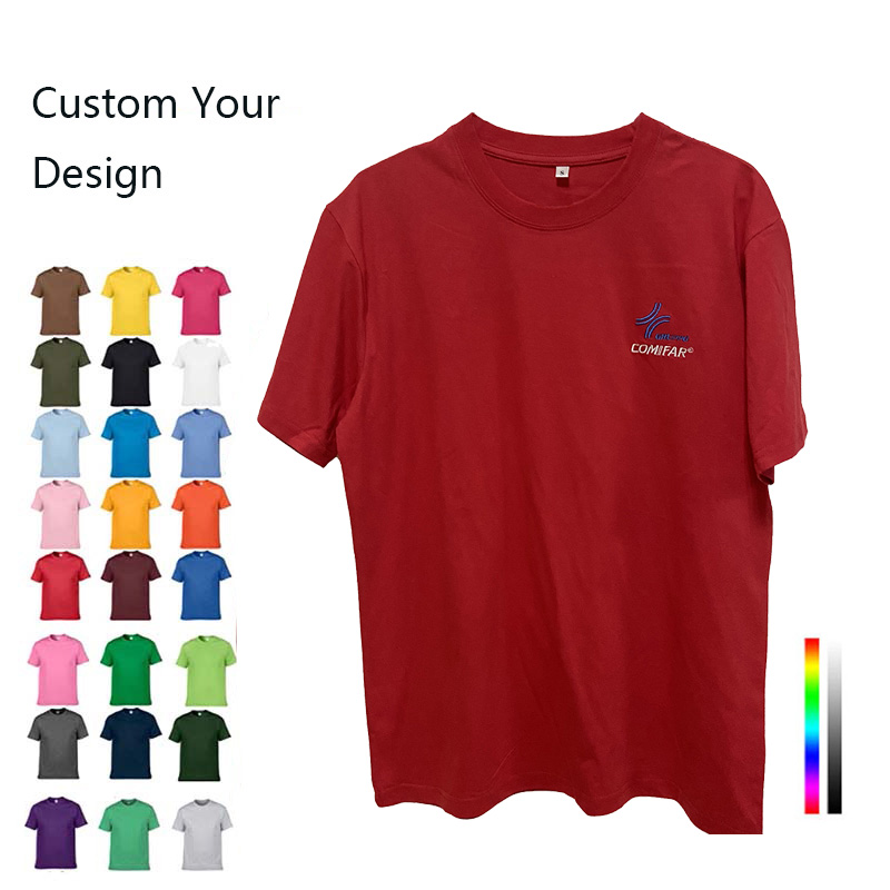Personalized unisex embroidery t shirts creat your own brand carded ringspun combed cotton tee