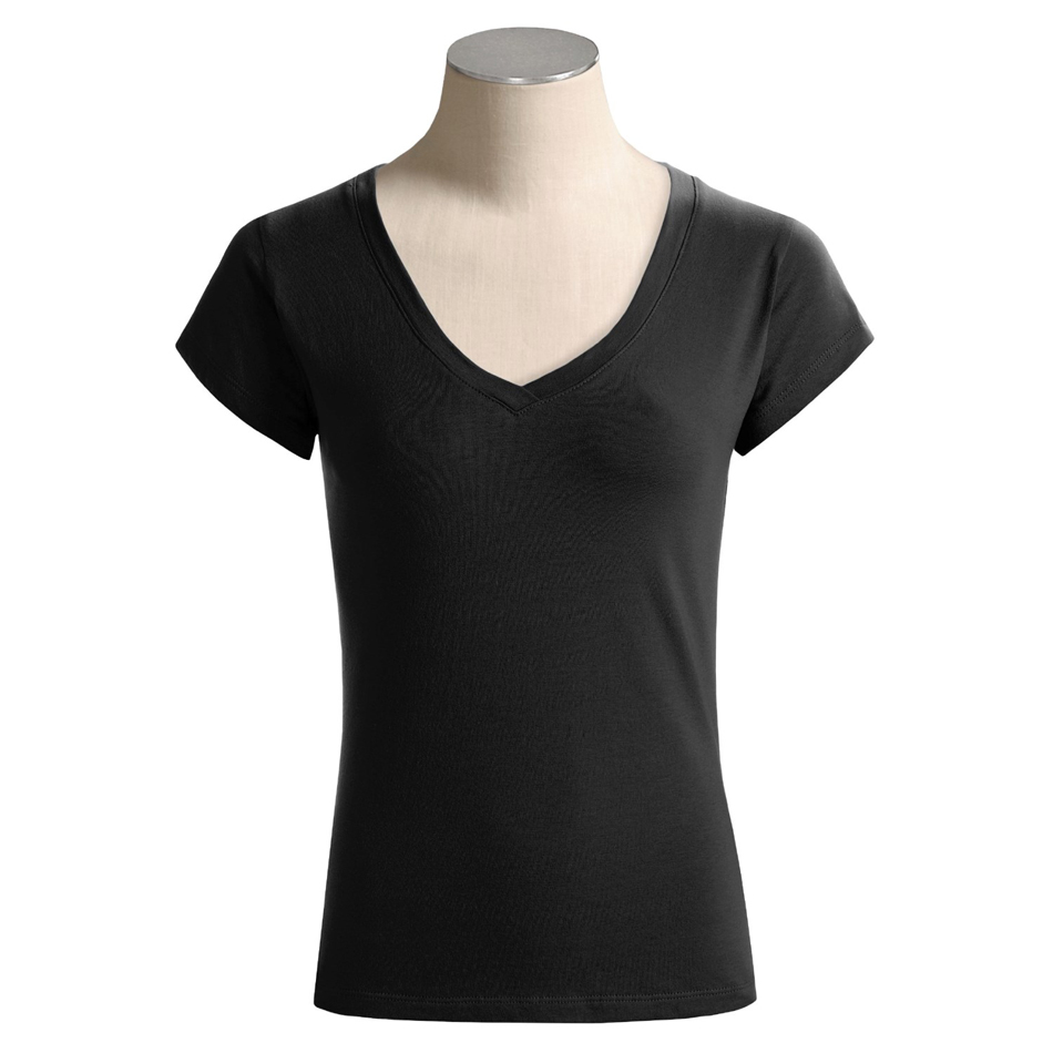 Wholesale Plain Women's T-Shirt Ladies Short Sleeved  deep V Neck 100% cotton printed t shirt