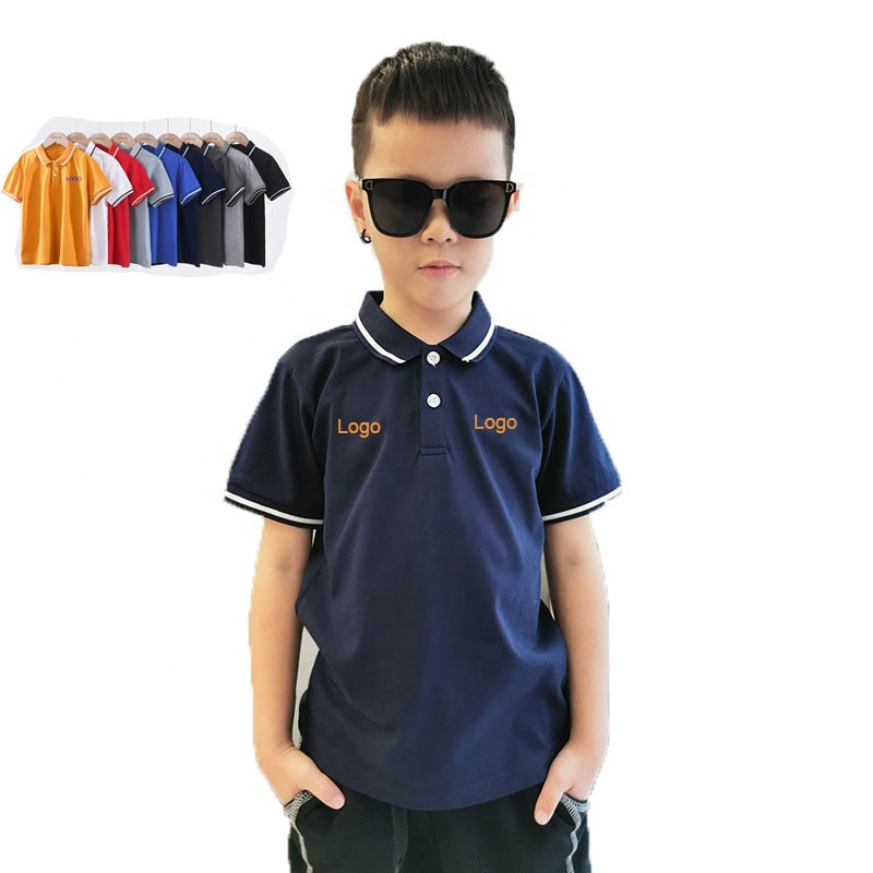 Custom Boys T-shirts & Polo Shirts Yarn Dyed Collar Short Sleeve School Uniform Bulksale Children Golf Shirt Plain Mesh Pique