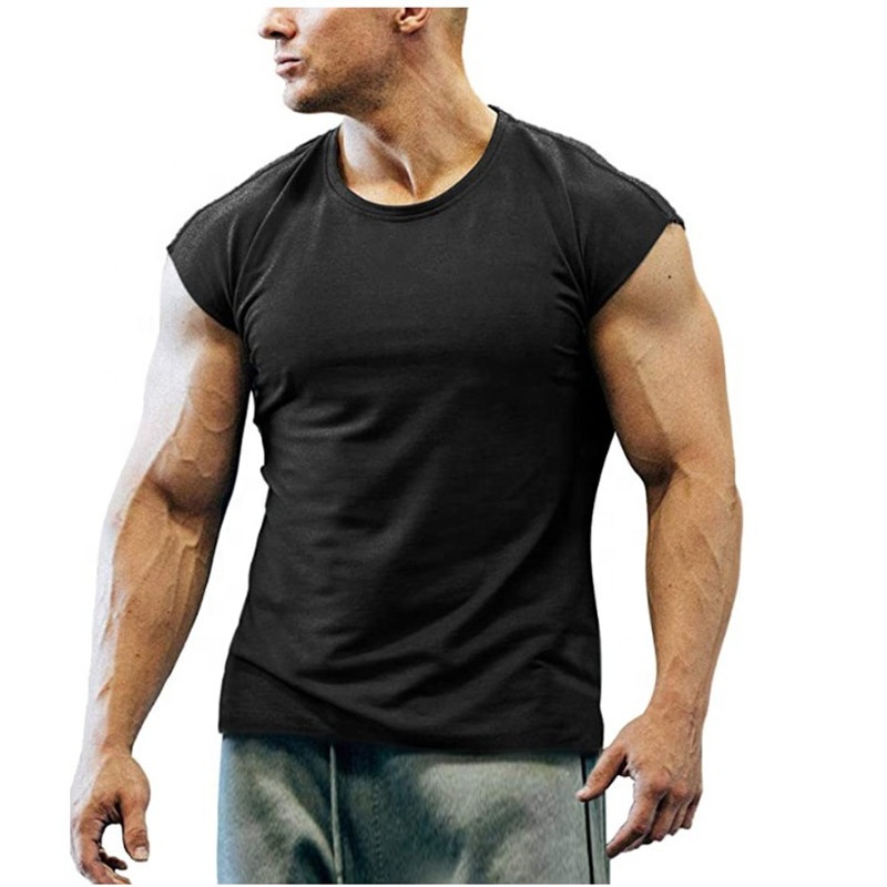 Promotion Muscle Men's T Shirt Blank O Neck Gym Fitness Summer Short-sleeved Tee Breathable Lightweight Running Plus Size Tshirt