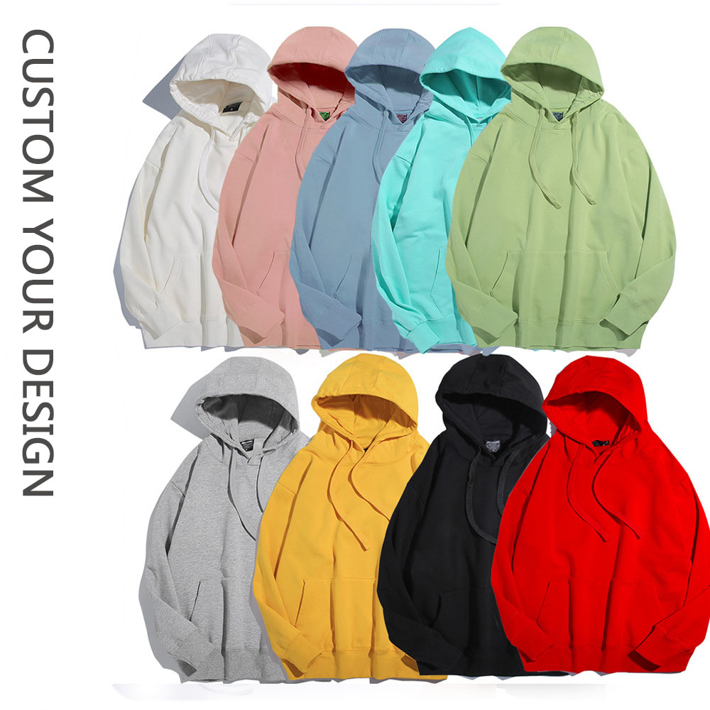 Best manufacturer wholesale plain black hoodie men 100% cotton heavyweight fleece terry streetwear custom make your own hoodie