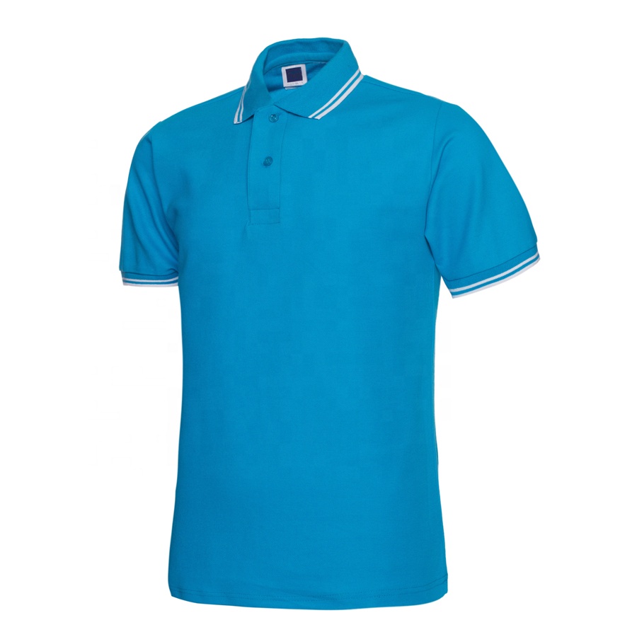 Yarn-dyed Polo Shirts with Textured Stripe OEM 65Cotton 35Polyester Mesh Pique Polo Shirts For Men