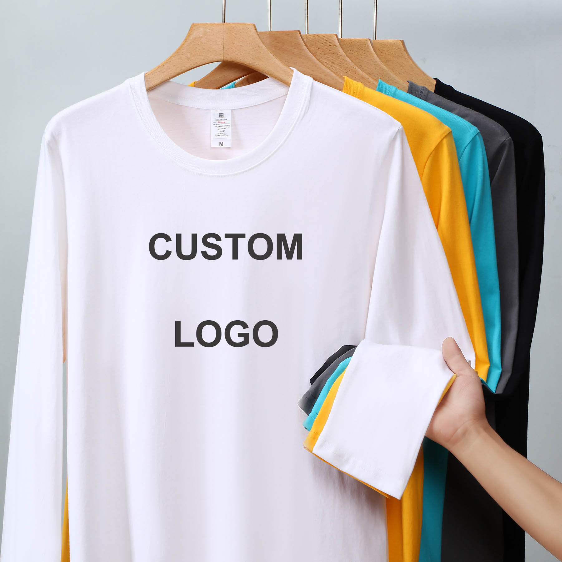 High quality unisex polyester spandex long sleeve t shirt oversized plain custom printing logo full sleeve t shirt for men women
