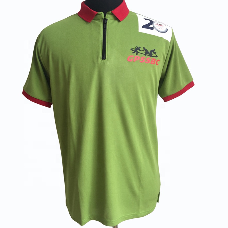 High quality business polo shirts two tone half zipper polyester mesh pique plus size golf shirt for men