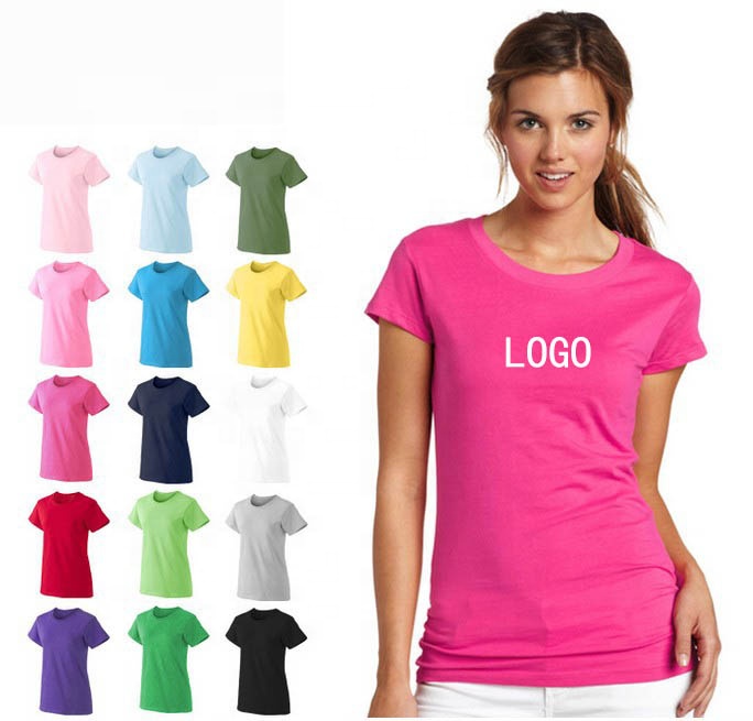 Wholesale Girl's T Shirt Plain Multi Colors Slim Fit Cotton Women's Short Sleeve Summer T-shirts in Bulk