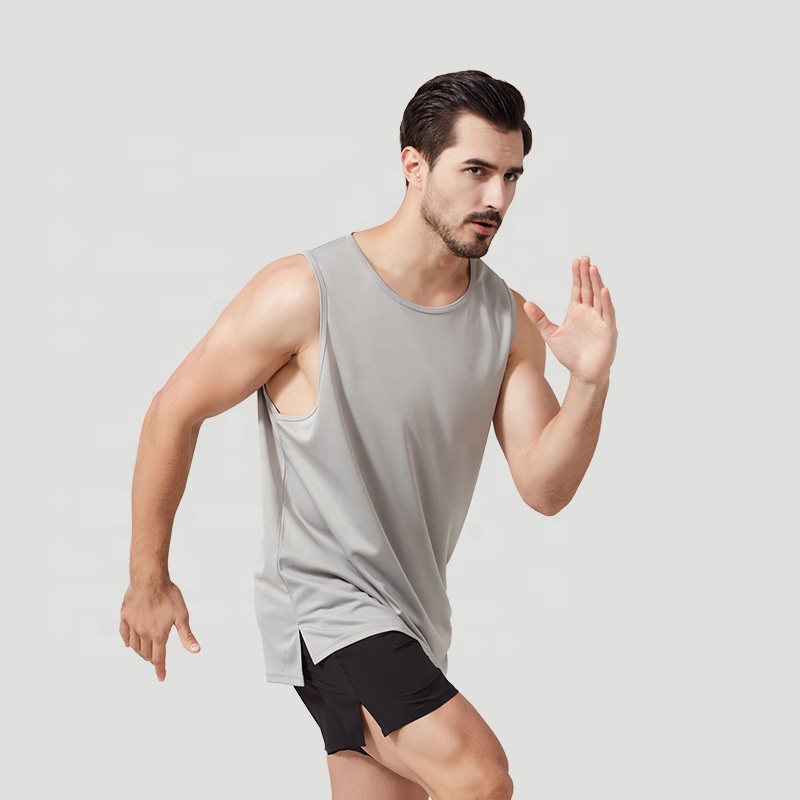 High Quality Microfiber Sports Wear Men's Vest Basketball Marathon Running Tank Tops Plain Active Stretch Sleeveless Shirts