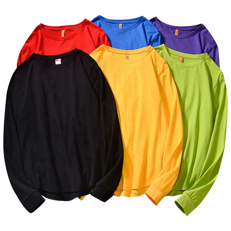 Casual longline long sleeve t shirt custom plus size men's women's cotton t-shirt with logo