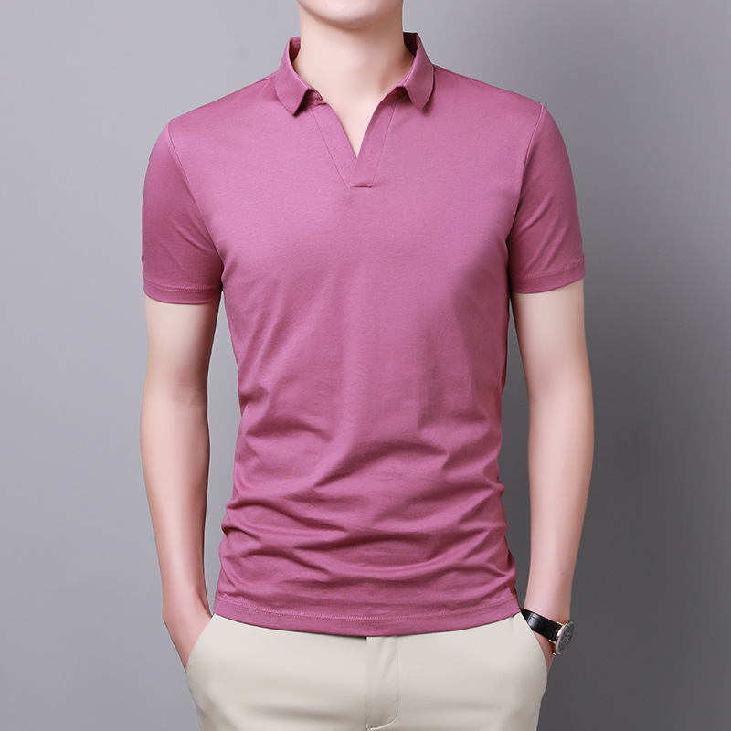 Factory custom best quality mercerized cotton fitted office business polo shirts for men without button