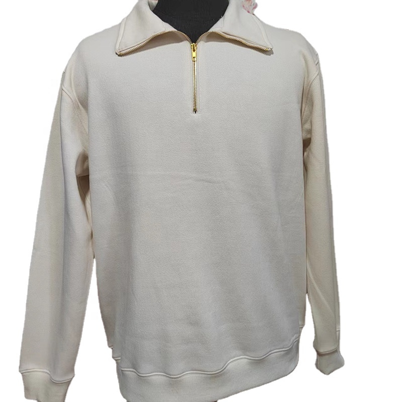 Fashion stand collar half zipper sweatshirts 65%RPET 35%cotton recycled sweat shirt 300gsm eco-friendly winter hoodies