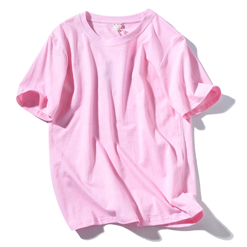Wholesale high quality custom loose oversize casual oem men's blank pink plain t shirt