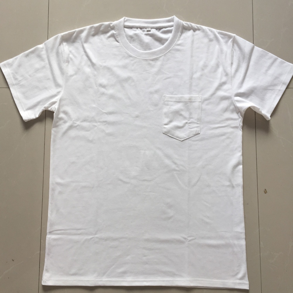 Hot sale white pocket t-shirt 100%cotton jersey t-shirt high quality ringpsun cotton t shirt oem