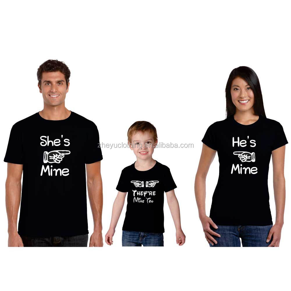 wholesales china customizable t-shirt printing family couple tee shirts