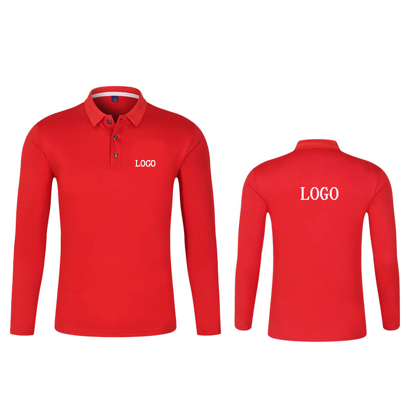 Customised 100% cotton long sleeves polo shirt casual men's workwear golf t-shirts with printing or embroidery logo