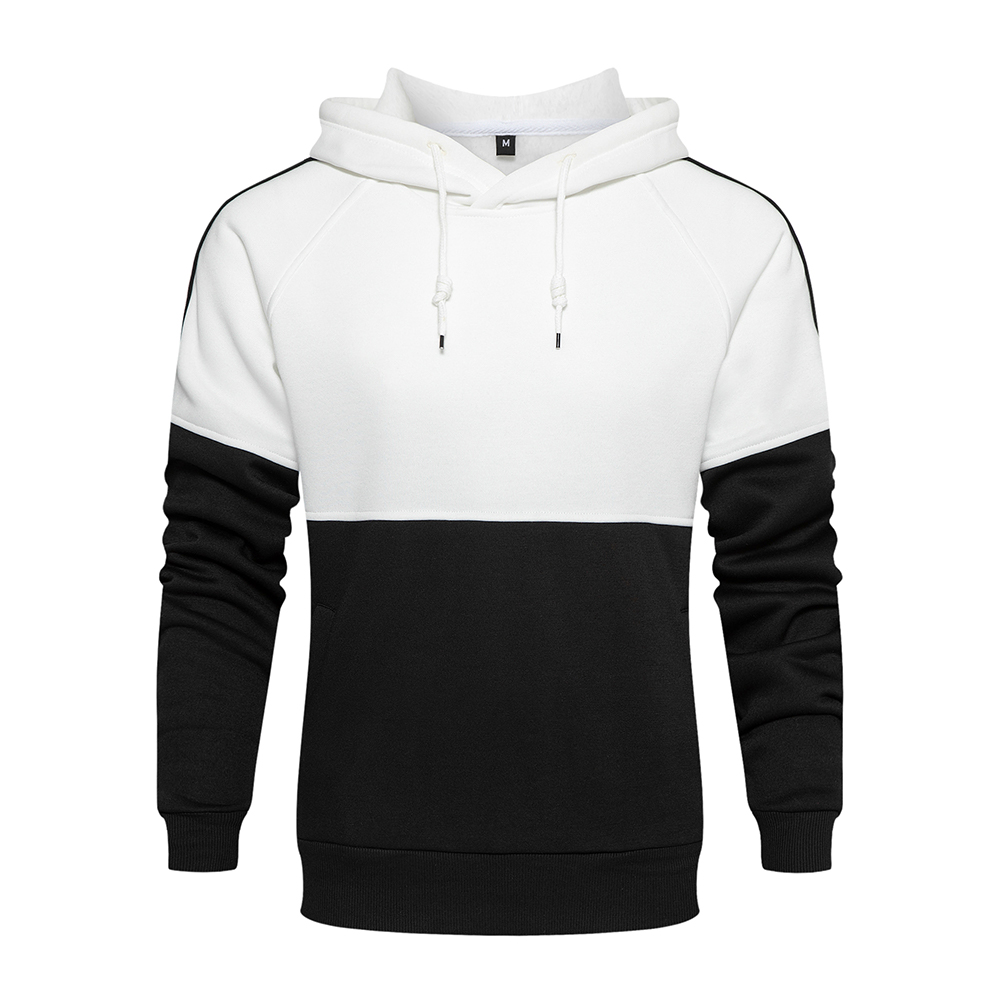 Manufacture custom men's fashion fleece color block hoodie sweatshirts with pockets