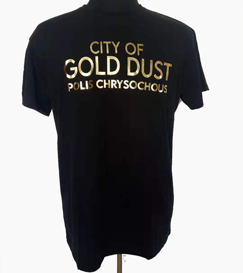 Custom 95% cotton 5% spandex golden print t shirt high quality elastic unisex gild printing t-shirts with design logo