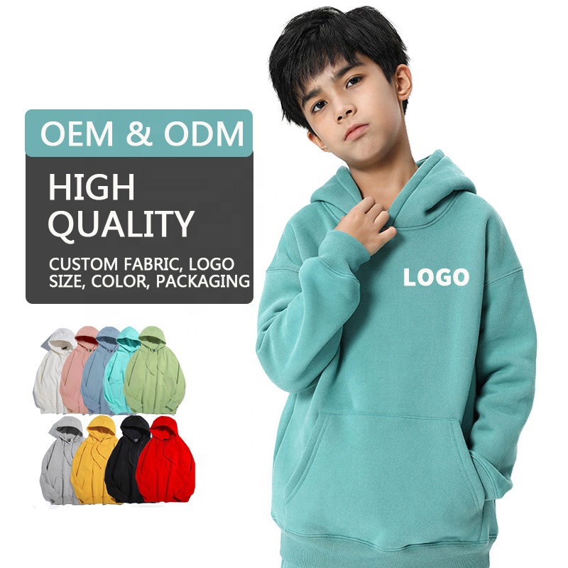 Autumn Winter Boys Hoodies&Sweatshirts No Drawstring 100% Cotton Fleece High Quality Plain Customize Hoodies For Kids