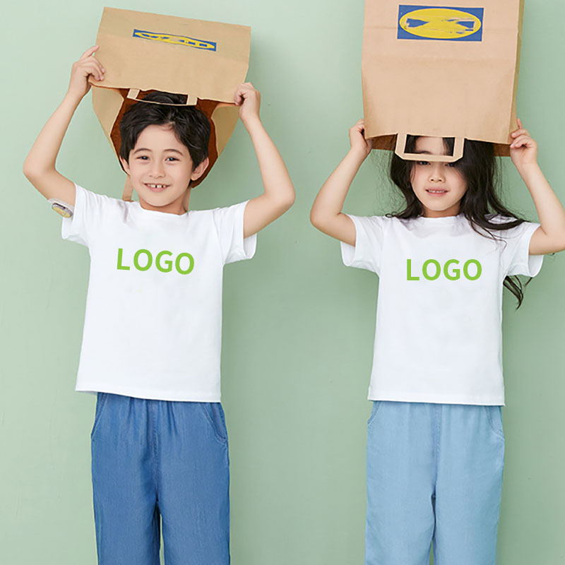 100% premium organic cotton t-shirt kids school uniform custom printed logo summer wholesale oversized t shirt kids boy and girl